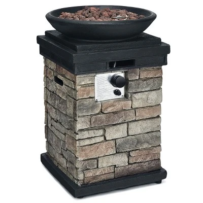 Costway Patio Propane Burning Fire Bowl Column W/ Lava Rocks & Cover 40,000 BTU 9 Costway Patio Propane Burning Fire Bowl Column W/ Lava Rocks & Cover 40,000 BTU - Image 9