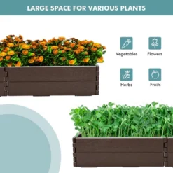 Costway Raised Garden Bed Set For Vegetable Flower Gardening Planter Brown -Costway GUEST 0de56b34 45e0 437d 9905 bb38b3eebbb9