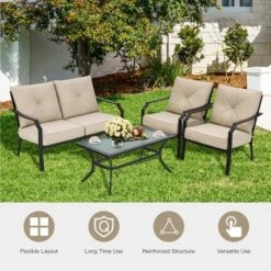 Costway 4 PCS Patio Furniture Set Cushion Sofa Loveseat Sectional Garden Deck Poolside 11 Costway 4 PCS Patio Furniture Set Cushion Sofa Loveseat Sectional Garden Deck Poolside -Costway GUEST 0dfbe069 cf52 44d3 b39f 8316245dc31c