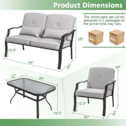 Costway 4 PCS Patio Furniture Set Outdoor Conversation Sofa Tempered Glass Coffee Table 12 Costway 4 PCS Patio Furniture Set Outdoor Conversation Sofa Tempered Glass Coffee Table -Costway GUEST 0e57e397 46a0 4dd4 9eb7 1ce36a332a60