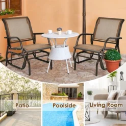 Costway Outdoor Single Swing Glider Rocking Chair Armrest Garden Porch Backyard GreyBrown -Costway GUEST 0ec88485 e2e7 4a2a aac3 ea198b9735c3