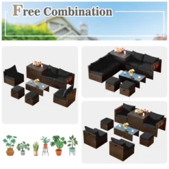 Costway 8PCS Patio Rattan Furniture Set Space-Saving Storage Cushion BlackTurquoiseNavy Cover 22 Costway 8PCS Patio Rattan Furniture Set Space-Saving Storage Cushion BlackTurquoiseNavy Cover -Costway GUEST 0ece1ba5 480a 4aec 970e f1f627f77c29
