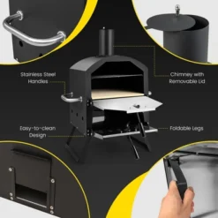 Costway 2-Layer Pizza Oven Wood Fired Pizza Grill Outside Pizza Maker With Waterproof Cover -Costway GUEST 0ee2c3d6 e09a 47f1 94a4 77a5cceb54a1