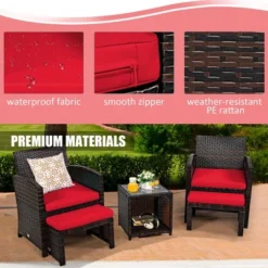 Costway 5PCS Patio Rattan Wicker Furniture Set Sofa Ottoman W/ Cushions Red -Costway GUEST 0ef4b44e 6566 422d 8a09 f7d11e4b0a0f