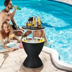 Costway 8 Gallon 3 In 1 Patio Rattan Cooler Bar Table Adjust Ice Bucket BrownBlack 20 Costway 8 Gallon 3 In 1 Patio Rattan Cooler Bar Table Adjust Ice Bucket BrownBlack -Costway GUEST 0f016a74 309f 4402 b365 9f44fddcbd77