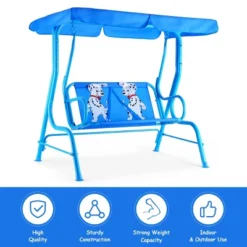 Costway Kids Patio Swing Chair Children Porch Bench Canopy 2 Person Yard Furniture Blue -Costway GUEST 0f01a29c f1fa 4679 bf76 dd39a6ec704e