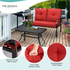 Costway 2PC Patio LoveSeat Coffee Table Furniture Set Bench W/ Cushions -Costway GUEST 0f078e25 5df3 4b50 a957 57d0de9c2722