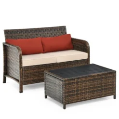 Costway 2PCS Patio Rattan Furniture Set Cushioned Loveseat Table Garden Deck -Costway GUEST 0f1ff845 8583 4bcd 9f1f f6dac16483b6