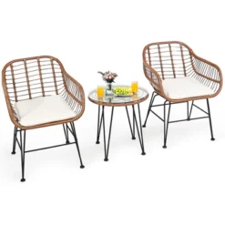 Costway 3PCS Patio Rattan Bistro Set Coffee Table Armchair Garden 23 Costway 3PCS Patio Rattan Bistro Set Coffee Table Armchair Garden -Costway GUEST 0f781458 64a4 4248 b691 dc38790a5293