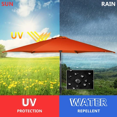 Costway 9FT Patio Umbrella Patio Market Steel Tilt W/ Crank Outdoor Yard Garden Orange 6 Costway 9FT Patio Umbrella Patio Market Steel Tilt W/ Crank Outdoor Yard Garden Orange - Image 6