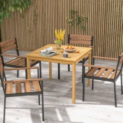 Costway Patio Dining Table Acacia Wood Square Outdoor Bistro With 1.9'' Umbrella Hole Yard 11 Costway Patio Dining Table Acacia Wood Square Outdoor Bistro With 1.9'' Umbrella Hole Yard -Costway GUEST 0f8da637 aaa4 41dc 81e0 c46f007f11bc