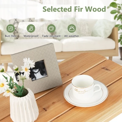 Costway 4PCS Patio Wooden Rocking Chair Bistro Set High Backrest With Folding Side Table 6 Costway 4PCS Patio Wooden Rocking Chair Bistro Set High Backrest With Folding Side Table - Image 6