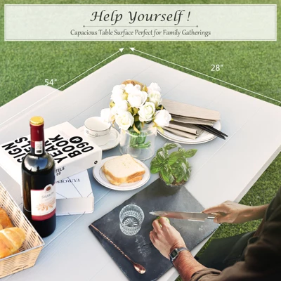 Costway Picnic Table Bench Set Outdoor Backyard Patio Garden Party Dining All Weather White 7 Costway Picnic Table Bench Set Outdoor Backyard Patio Garden Party Dining All Weather White - Image 7