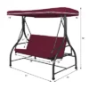 Costway Converting Outdoor Swing Canopy Hammock 3 Seats Patio Deck Furniture Wine Red