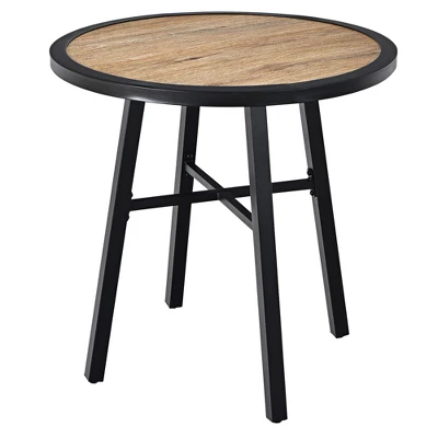 Costway 29'' Patio Round Bistro Metal Table Wood-Like Top Garden Deck Backyard 2 Costway 29'' Patio Round Bistro Metal Table Wood-Like Top Garden Deck Backyard - Image 2