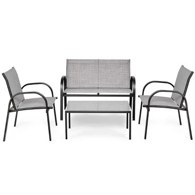 Costway 4 PCS Patio Furniture Set Sofa Coffee Table Steel Frame Garden Deck Gray 6 Costway 4 PCS Patio Furniture Set Sofa Coffee Table Steel Frame Garden Deck Gray - Image 6
