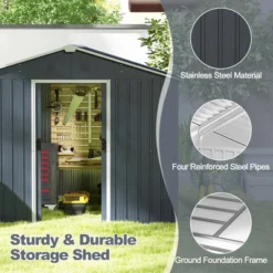 Costway 5.7 FT X 7.5 FT Outside Storage Shed Double Door Outdoor Tool House WithAir Window 15 Costway 5.7 FT X 7.5 FT Outside Storage Shed Double Door Outdoor Tool House WithAir Window -Costway GUEST 10816ad4 76f3 41f7 a3b1 69a27057eb65