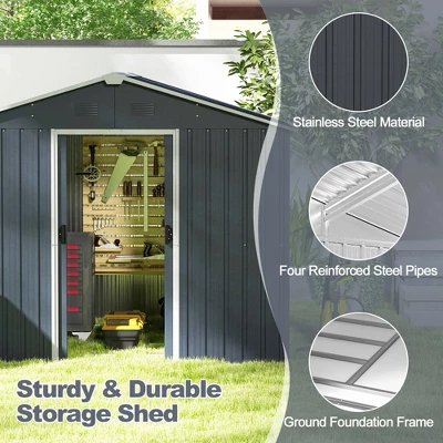 Costway 5.7 FT X 7.5 FT Outside Storage Shed Double Door Outdoor Tool House WithAir Window 7 Costway 5.7 FT X 7.5 FT Outside Storage Shed Double Door Outdoor Tool House WithAir Window - Image 7