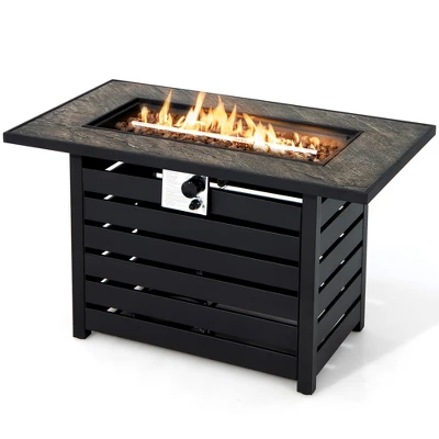 Costway 42'' Rectangular Propane Fire Pit Table 50,000 BTU W/ Lava Rocks & PVC Cover 9 Costway 42'' Rectangular Propane Fire Pit Table 50,000 BTU W/ Lava Rocks & PVC Cover - Image 9