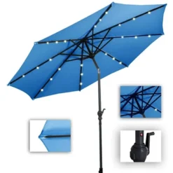 Costway 10ft Solar Lights Patio Umbrella Outdoor W/ 36 LBS Steel Umbrella Stand -Costway GUEST 10e0cb6f 9df0 449c b11b 5fece67c012c