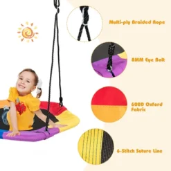 Costway 37 Inch Hexagon Tree Swing With Adjustable Hanging Rope Colorful -Costway GUEST 10e9aee9 8a52 4a91 8095 4f544e45ffde