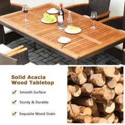 Costway 7PCS Patio Rattan Dining Set Armrest Cushioned Chair Wooden Tabletop 14 Costway 7PCS Patio Rattan Dining Set Armrest Cushioned Chair Wooden Tabletop -Costway GUEST 11134407 22e7 4eed aa47 8c1f004e4986