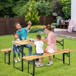 Costway 3 PCS Beer Table Bench Set Folding Wooden Top Picnic Table Patio Garden 12 Costway 3 PCS Beer Table Bench Set Folding Wooden Top Picnic Table Patio Garden -Costway GUEST 111b395b 95e2 4952 8bf2 93383665d67e