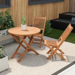 Costway 31.5'' Patio Round Folding Dining Table Solid Teak Wood Natural Outdoor Portable -Costway GUEST 112e22ef b8c6 404e b5ec e12641399413