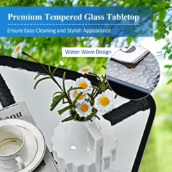 Costway 3PCS Bistro Set Folding Adjustable Chairs Square Glass Table Garden 11 Costway 3PCS Bistro Set Folding Adjustable Chairs Square Glass Table Garden -Costway GUEST 119f98f3 d937 4f38 9821 0a149c770290