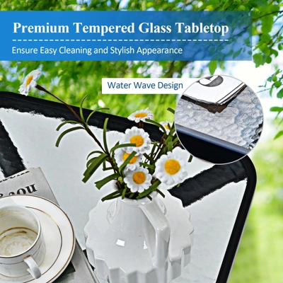 Costway 3PCS Bistro Set Folding Adjustable Chairs Square Glass Table Garden 5 Costway 3PCS Bistro Set Folding Adjustable Chairs Square Glass Table Garden - Image 5