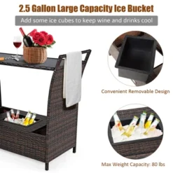 Costway Patio Rattan Bar Serving Cart Wheels Ice Bucket Glass Top Handle Garden 17 Costway Patio Rattan Bar Serving Cart Wheels Ice Bucket Glass Top Handle Garden -Costway GUEST 11abb5d0 7e95 440e aae2 6d4484319484