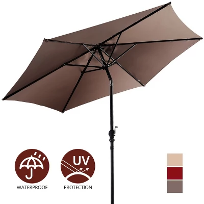 Costway 9ft Patio Umbrella Patio Market Steel Tilt W/ Crank Outdoor Yard Garden (Tan) 8 Costway 9ft Patio Umbrella Patio Market Steel Tilt W/ Crank Outdoor Yard Garden (Tan) - Image 8