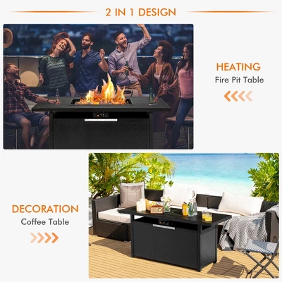 Costway 57'' Rectangular Propane Gas Fire Pit 50,000 Btu Heater Outdoor Table 7 Costway 57'' Rectangular Propane Gas Fire Pit 50,000 Btu Heater Outdoor Table - Image 7