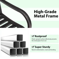 Costway Outdoor 2-Person Metal Porch Swing Hanging Patio Bench 485 Lbs Capacity BlackBrown -Costway GUEST 122557d9 1b9c 49a2 a572 2fbd532eb5f0