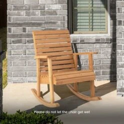 Costway 2 PCS Patio Wooden Rocking Chair High Back Fir Wood Armchair Natural Garden Yard -Costway GUEST 1262dbc4 279b 4b02 afd0 de441b995f40 1