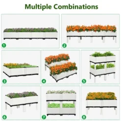 Costway Set Of 4 Raised Garden Bed Elevated Flower Vegetable Herb Grow Planter Box White 13 Costway Set Of 4 Raised Garden Bed Elevated Flower Vegetable Herb Grow Planter Box White -Costway GUEST 12742eb8 79e5 489d b7ea 7cf478dbd575