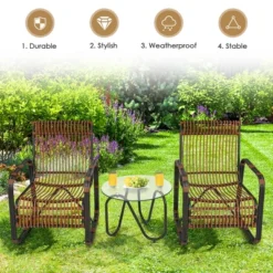 Costway 3PCS Patio Rattan Furniture Set Conversational Sofa Coffee Table Garden 11 Costway 3PCS Patio Rattan Furniture Set Conversational Sofa Coffee Table Garden -Costway GUEST 128ec919 e83f 4b53 b028 f6c5180a904c