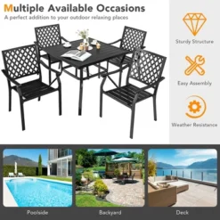 Costway 5PCS Patio Dining Furniture Set Stackable Chairs Armrest Square Table 8 Costway 5PCS Patio Dining Furniture Set Stackable Chairs Armrest Square Table -Costway GUEST 12de4d94 3afe 4364 bcca 8c49f8e3a05d