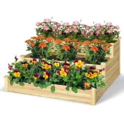 Costway 3-Tier Raised Garden Bed Wood Planter Kit For Flower Vegetable Herb 48x 48x 22in -Costway GUEST 12fec20e ebb2 458a bae5 dc47fafcc19d