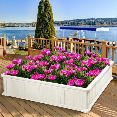 Costway 2 Pcs 48.5'' Raised Garden Bed Square Plant Box Planter Flower Vegetable White 9 Costway 2 Pcs 48.5'' Raised Garden Bed Square Plant Box Planter Flower Vegetable White - Image 9