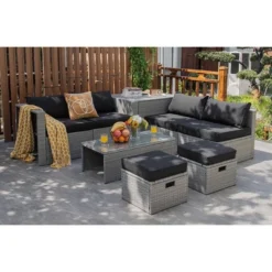 Costway 8PCS Patio Rattan Furniture Set Storage Waterproof Cover Cushion -Costway GUEST 132a3aa9 e41e 450a 8d9c 3f60821ea8e3