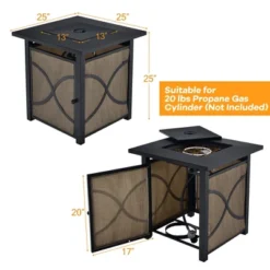 Costway 25-Inch Square Propane Fire Pit Table 40000 BTU W/ Lid, Fire Glass -Costway GUEST 1340589b ae9e 4d04 a748 6c594c8bace0 1