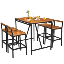 Costway 5PCS Patio Rattan Bar Table Stool Set Acacia Wood Top W/Umbrella Hole 16 Costway 5PCS Patio Rattan Bar Table Stool Set Acacia Wood Top W/Umbrella Hole -Costway GUEST 1393249f 9c72 4338 841e 031598cc1d11