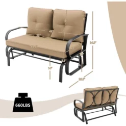 Costway Patio 2-Person Glider Bench Rocking Loveseat Cushioned Armrest Brick RedBeigeBlue 12 Costway Patio 2-Person Glider Bench Rocking Loveseat Cushioned Armrest Brick RedBeigeBlue -Costway GUEST 144b2af5 e1f5 43b6 8269 c5b42783fffb