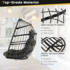 Costway Hanging Egg Chair Wicker Swing Hammock Chair With Head Pillow & Seat Cushion Gray 14 Costway Hanging Egg Chair Wicker Swing Hammock Chair With Head Pillow & Seat Cushion Gray -Costway GUEST 144d4a3f 68ab 4896 a53d a52b6ff7cc56
