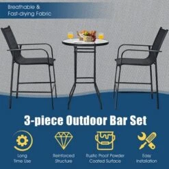 Costway 3 PCS Outdoor Patio Bar Table Stool Set Height Tempered Glass Top 14 Costway 3 PCS Outdoor Patio Bar Table Stool Set Height Tempered Glass Top -Costway GUEST 14ed618d e76e 4e91 9b8c 7292a3978f82