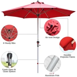 Costway 9' Patio Market Umbrella Outdoor Table Aluminum Crank W/8 Rib -Costway GUEST 15623e6a 8bdd 482a 9968 18f2ebf14e93