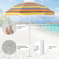 Costway 6.5Ft Patio Beach Sunshade Umbrella Portable Tilt Outdoor Yellowith Green/Navy/Blue -Costway GUEST 156692d5 b623 401e b4bb 4391cd1a4f25