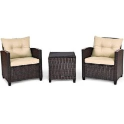 Costway 3PCS Patio Rattan Furniture Set Cushioned Conversation Set Sofa 23 Costway 3PCS Patio Rattan Furniture Set Cushioned Conversation Set Sofa -Costway GUEST 157391b5 3d82 48eb aea6 e1b6c5c50ed7