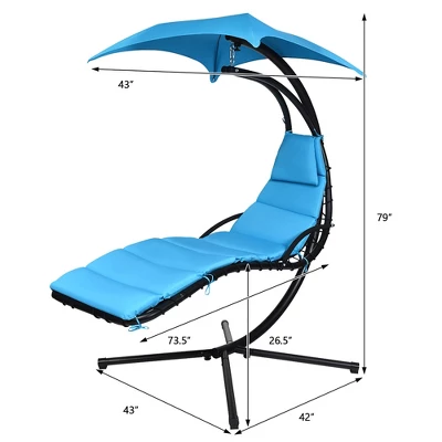 Costway Hanging Swing Chair Hammock Chair W/ Pillow Canopy Stand BlueNavyOrange 1 Costway Hanging Swing Chair Hammock Chair W/ Pillow Canopy Stand BlueNavyOrange